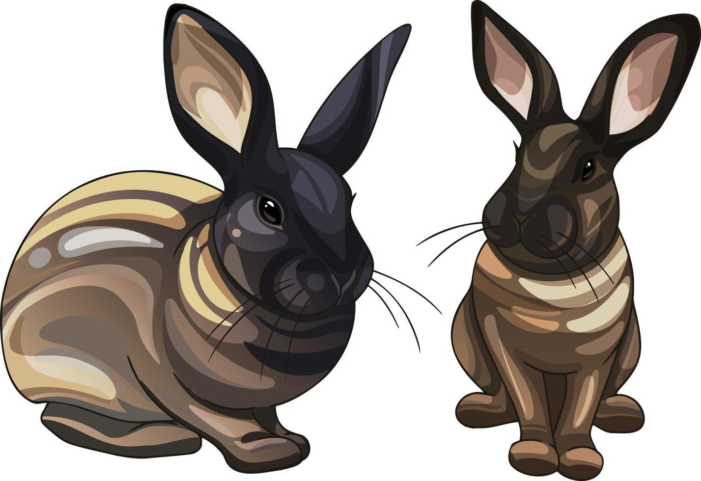un conjunto de animales dibujados por dibujos animados. raza de conejo de canela. vector