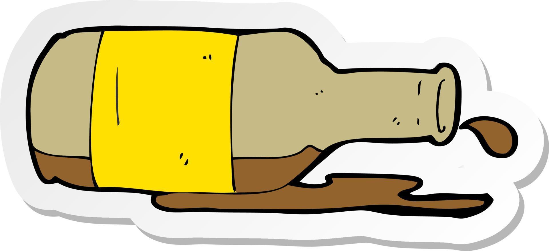 sticker of a cartoon spilled beer vector