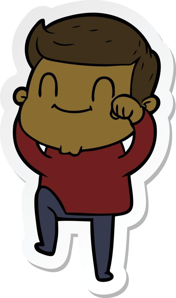 sticker of a cartoon friendly man vector