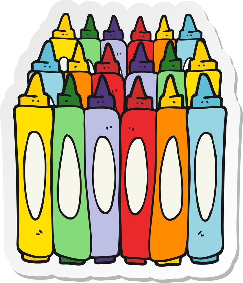 sticker of a cartoon crayons vector