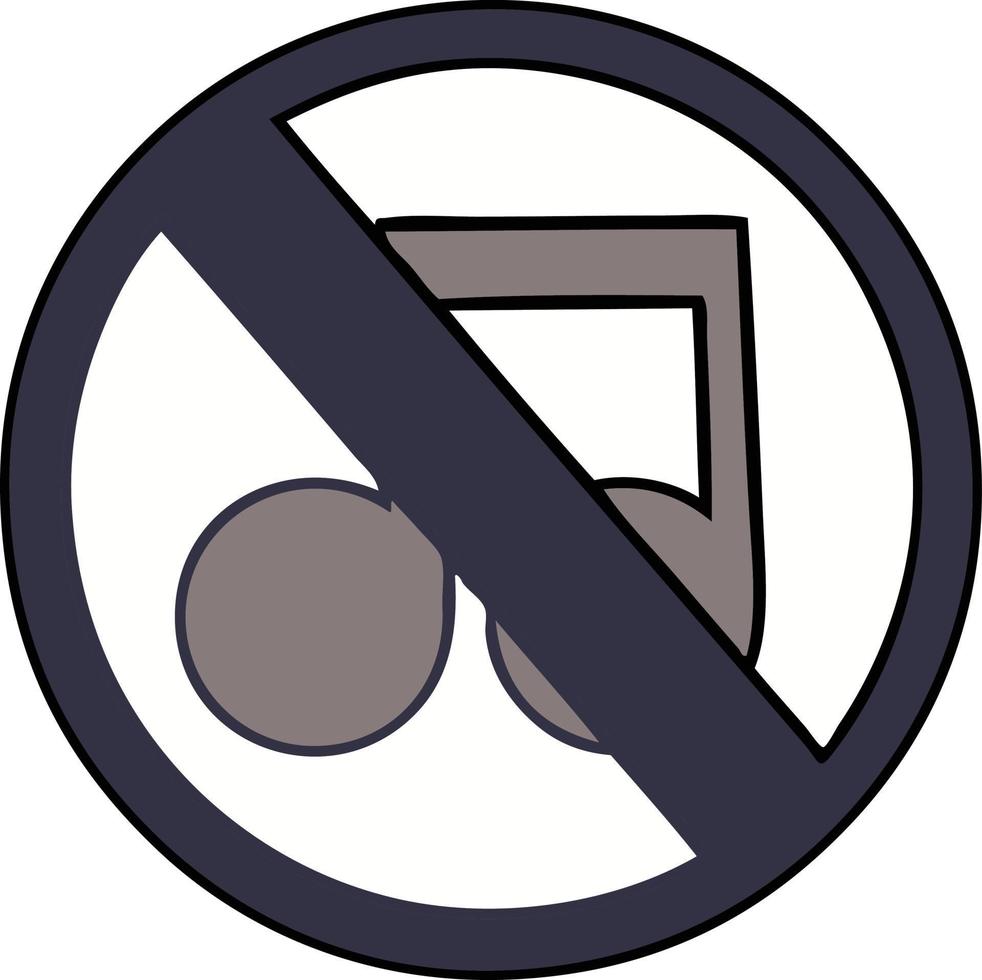 cute cartoon no music allowed sign vector