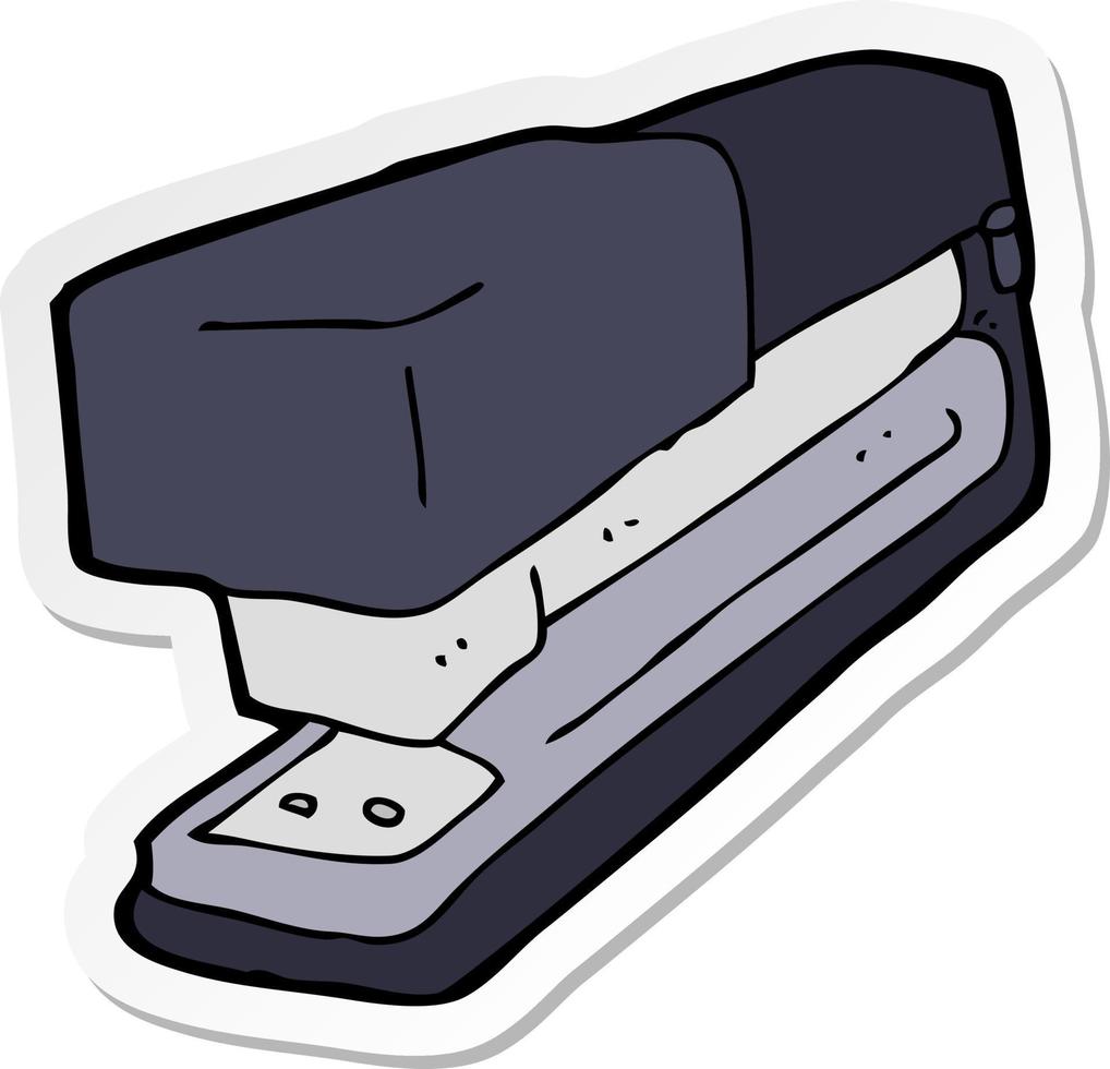 sticker of a cartoon office stapler vector