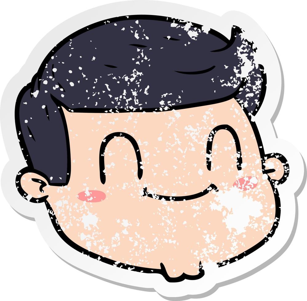 distressed sticker of a cartoon male face vector