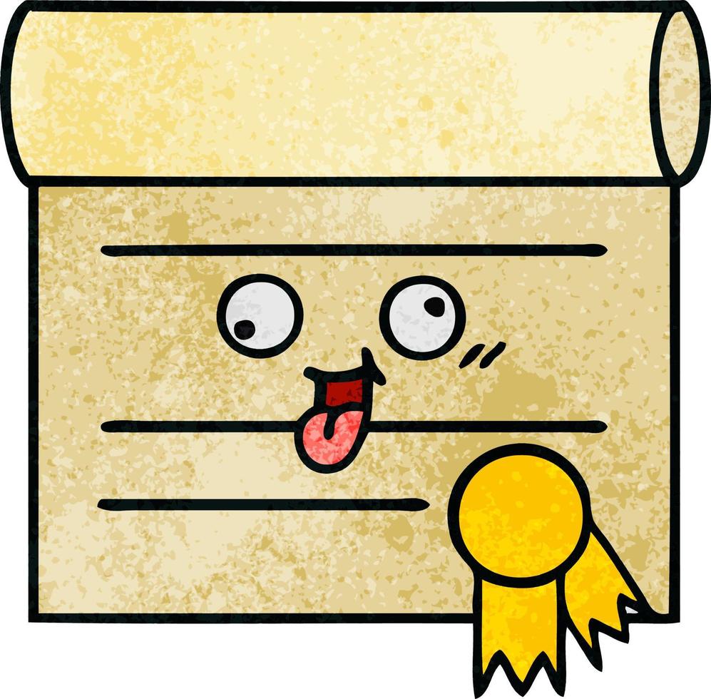 retro grunge texture cartoon certificate vector