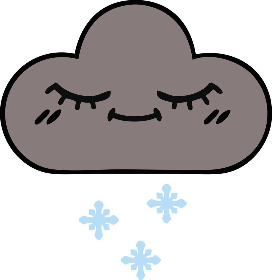 cute cartoon storm snow cloud vector