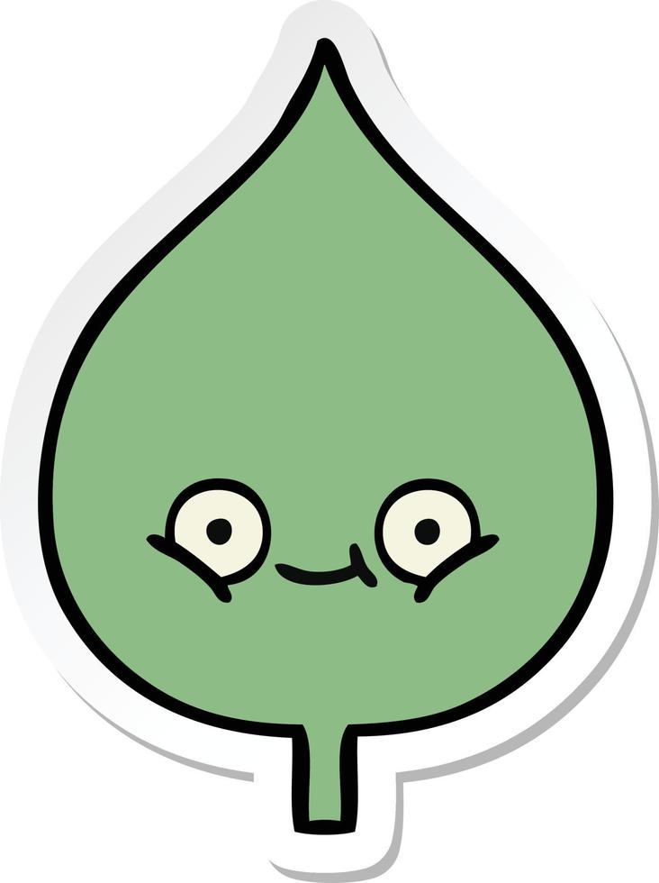 pegatina de una linda hoja expresiva de dibujos animados vector