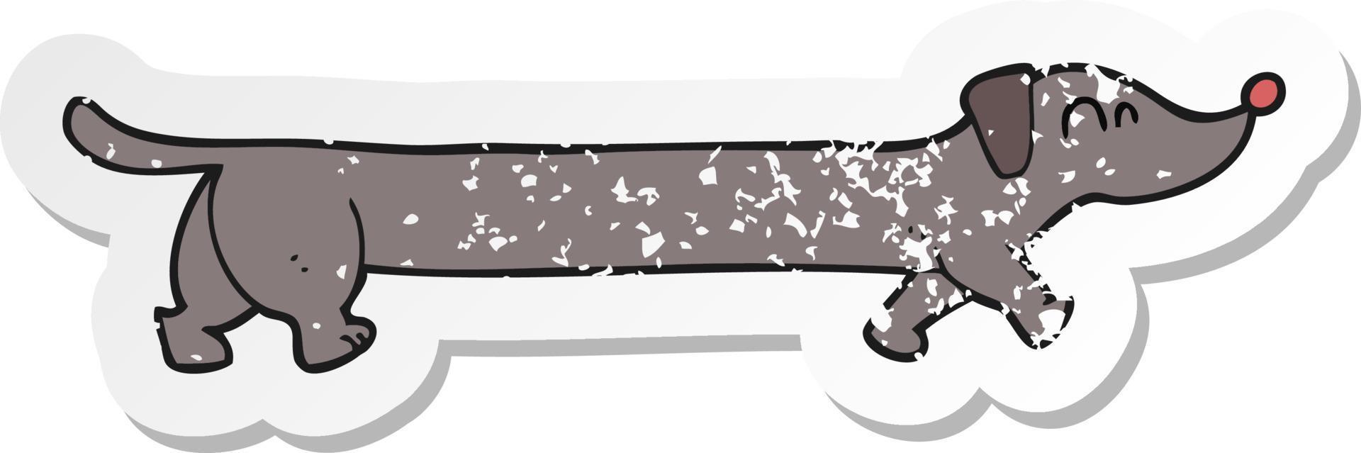 retro distressed sticker of a cartoon dachshund vector