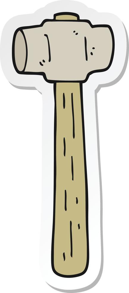 sticker of a cartoon sledgehammer vector