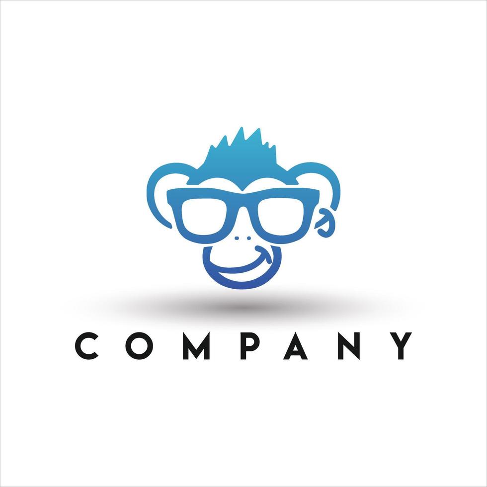 Monkey chimp geek smart charm character logo template vector