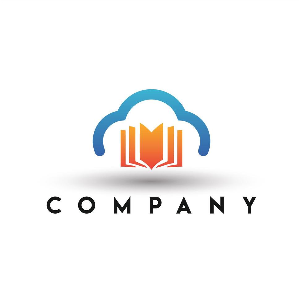 Unique book and cloud logo combination design template vector