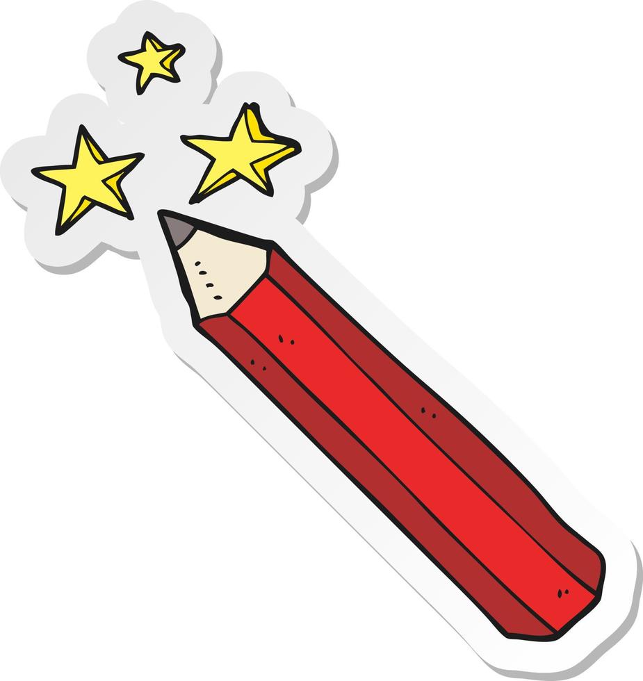 sticker of a cartoon magic pencil vector