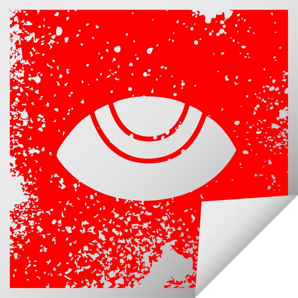 distressed square peeling sticker symbol eye looking up vector