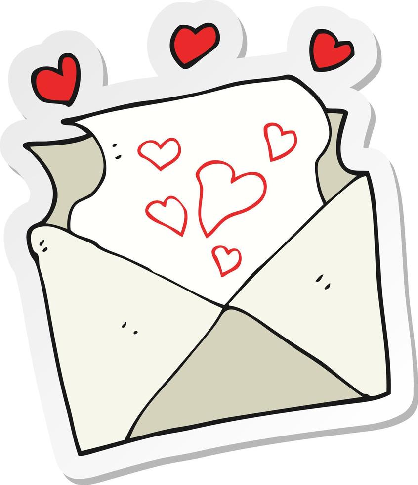 pegatina de una carta de amor de dibujos animados vector