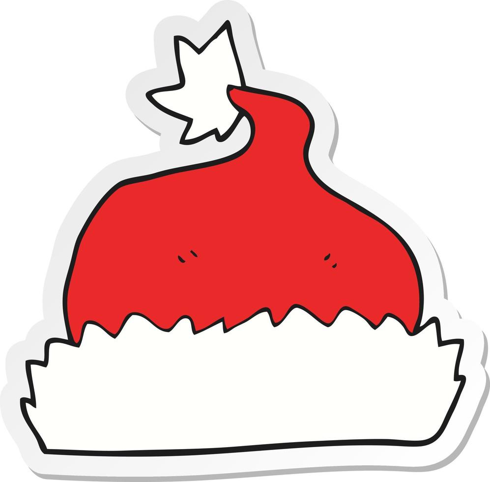 sticker of a cartoon santa hat vector