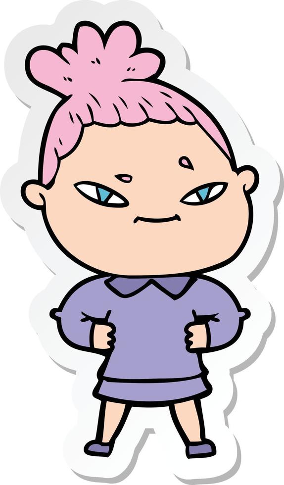 sticker of a cartoon woman vector