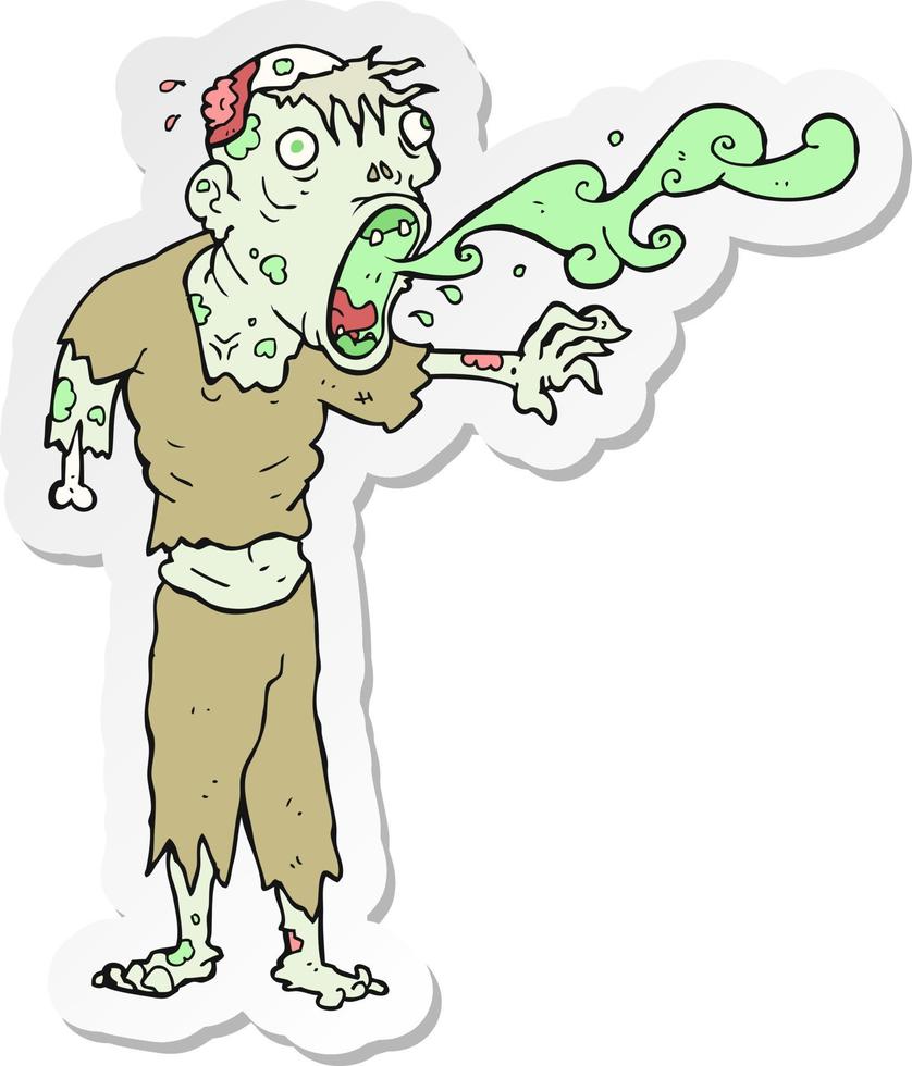 sticker of a cartoon gross zombie vector