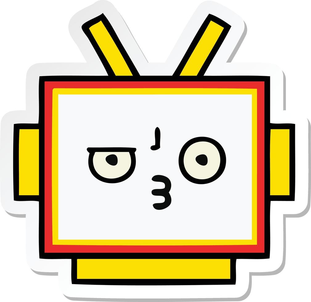 sticker of a cute cartoon robot head vector