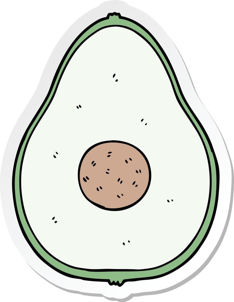 sticker of a cartoon avocado vector