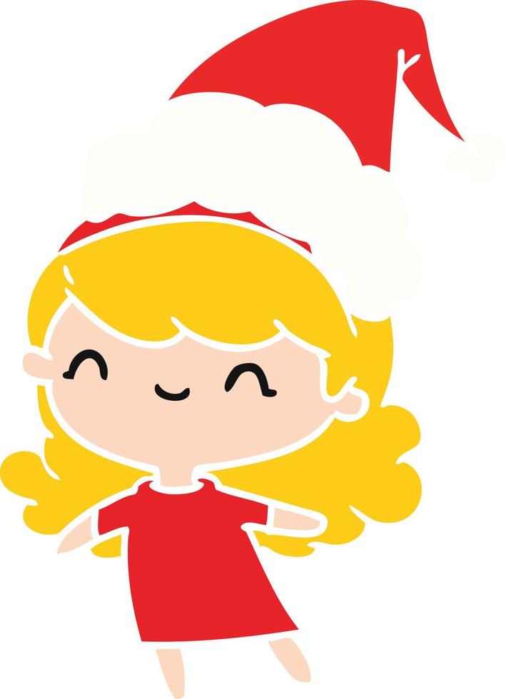 christmas cartoon of kawaii girl vector
