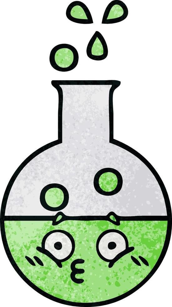 retro grunge texture cartoon test tube vector