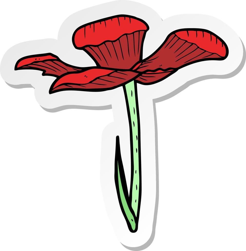 sticker of a cartoon flower vector