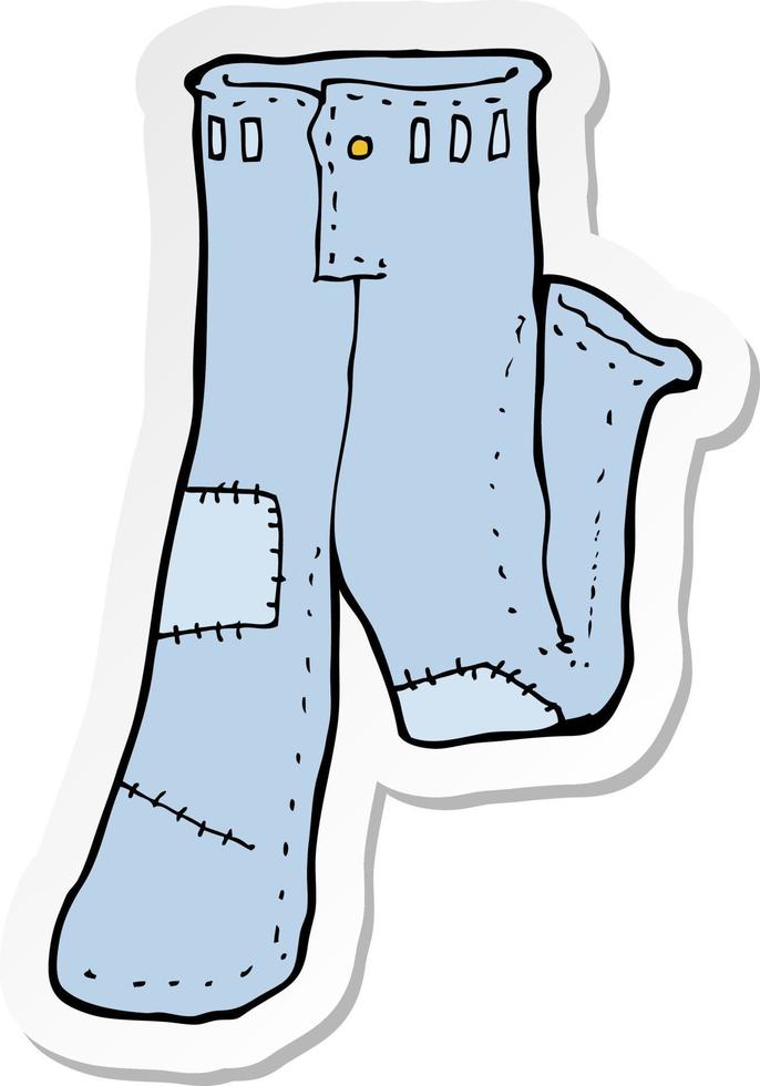 sticker of a cartoon patched old jeans vector