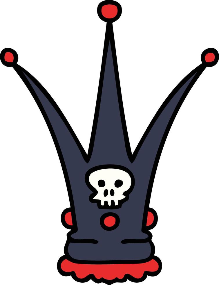 quirky hand drawn cartoon death crown vector