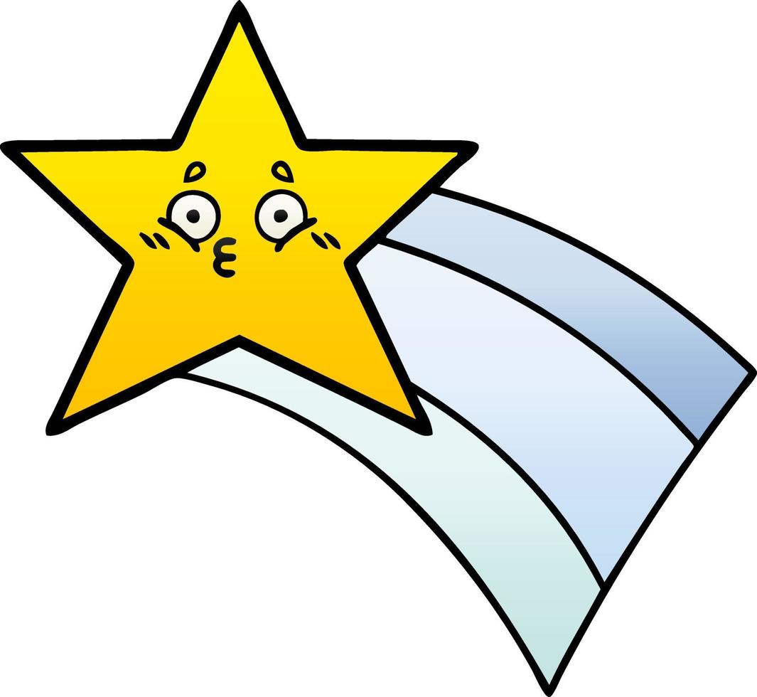 gradient shaded cartoon shooting rainbow star vector