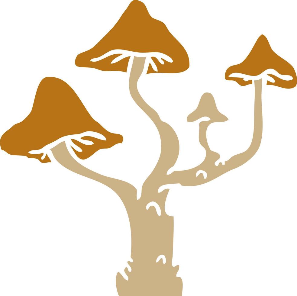 cartoon doodle of growing mushrooms vector