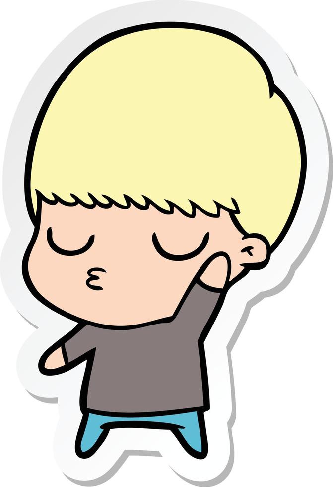 sticker of a cartoon calm boy vector