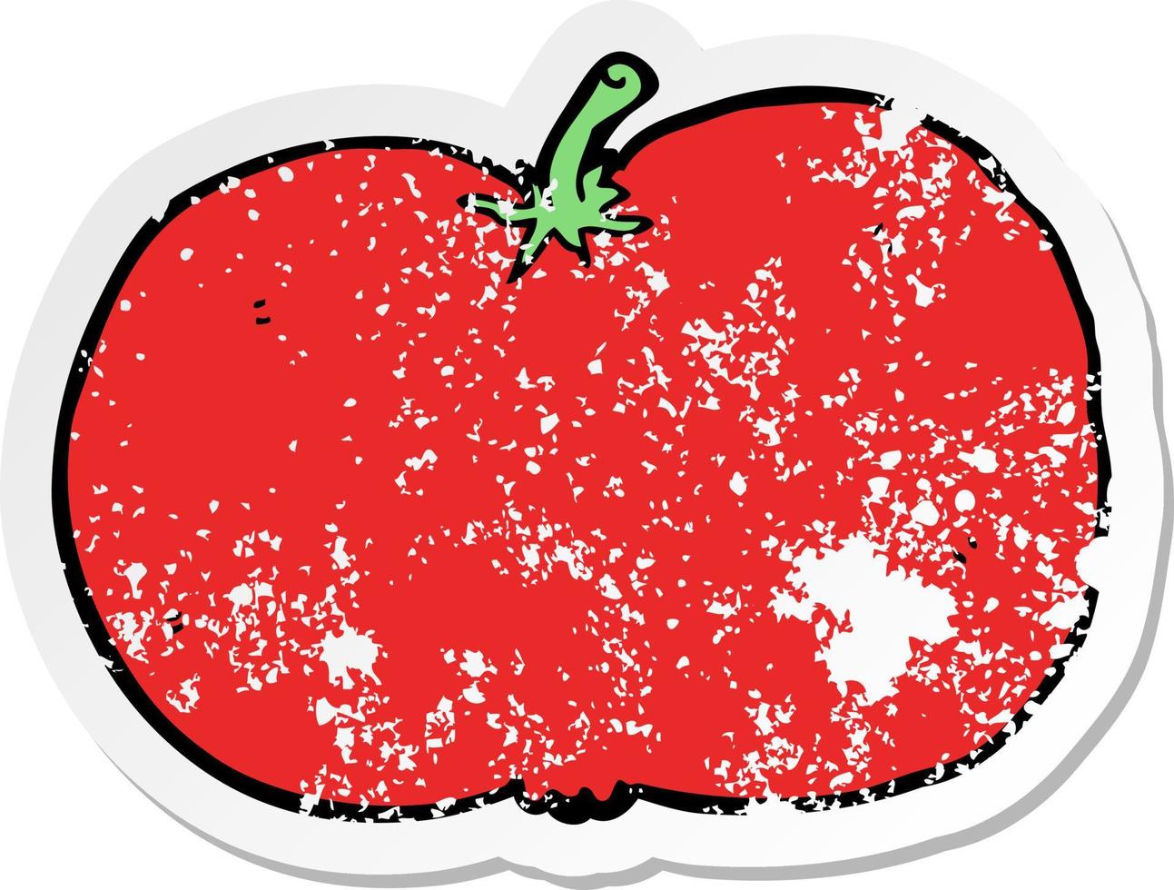 distressed sticker of a cartoon tomato vector