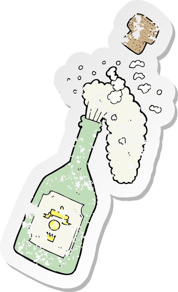 retro distressed sticker of a cartoon champagne popping vector
