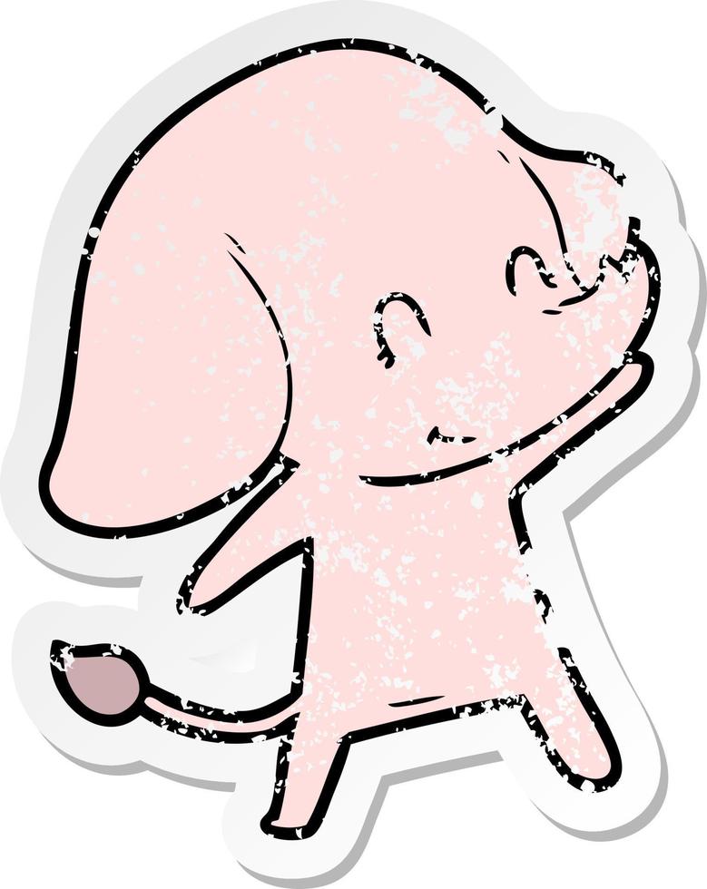 distressed sticker of a cute cartoon elephant vector