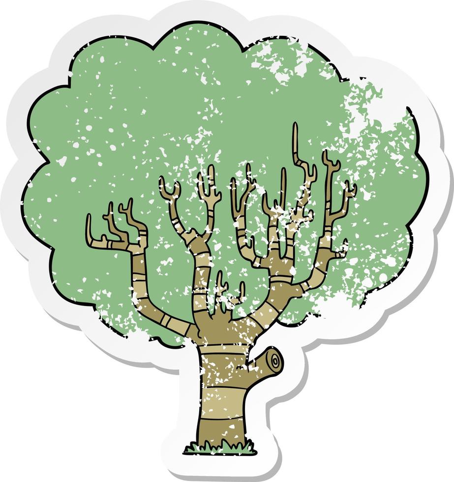 distressed sticker of a cartoon tree vector