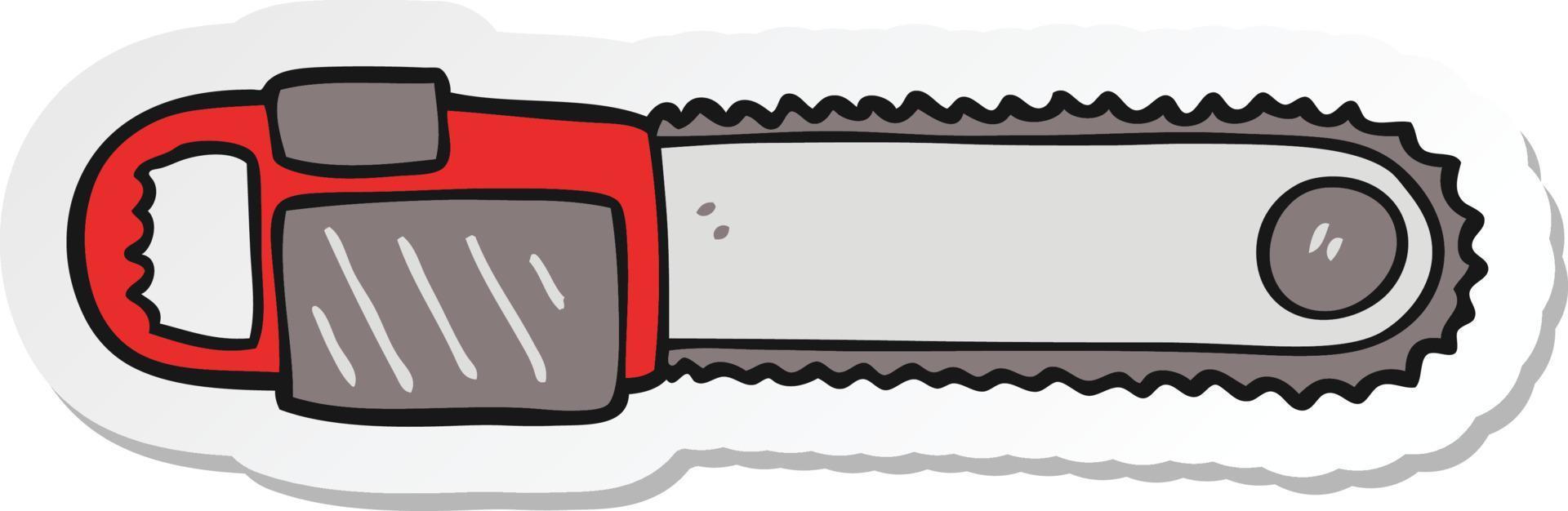 sticker of a cartoon chainsaw vector