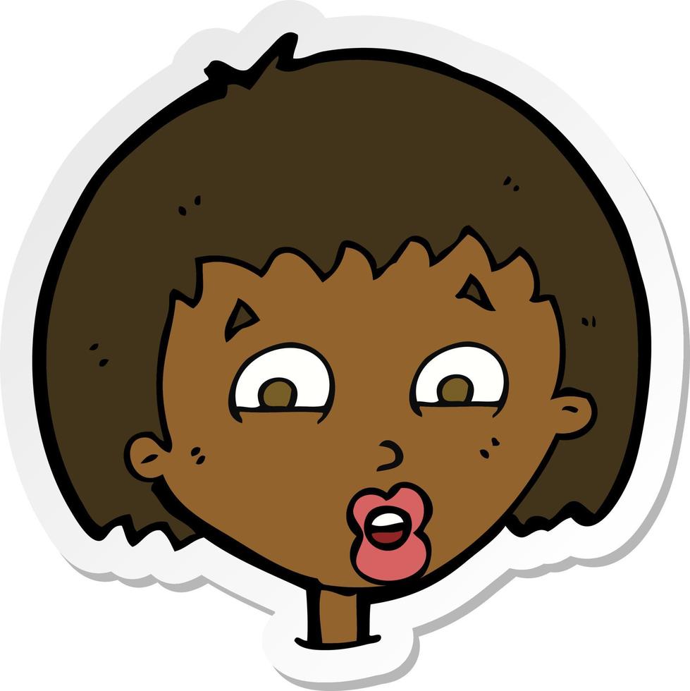 sticker of a cartoon shocked expression vector