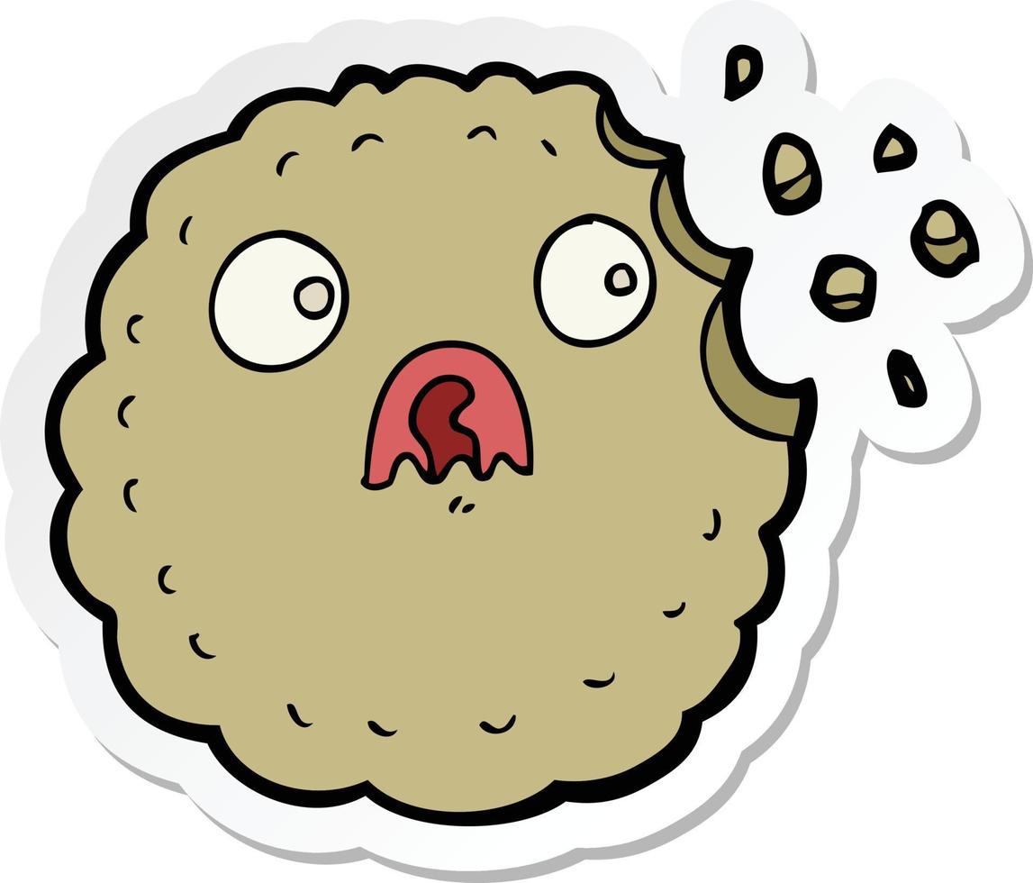 sticker of a frightened cookie cartoon vector
