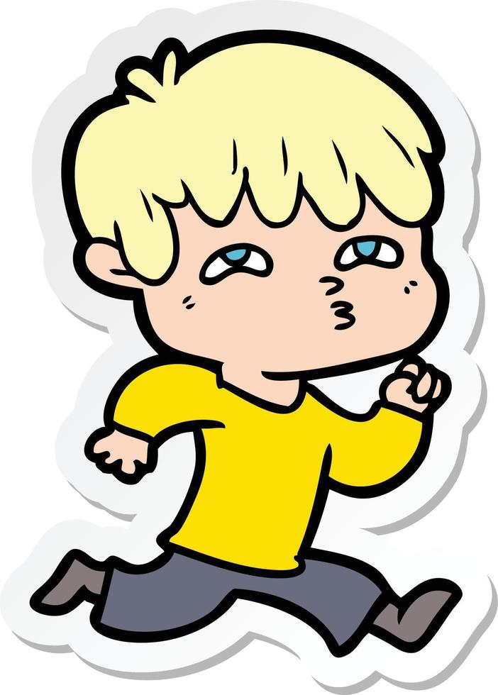 sticker of a cartoon man confused vector