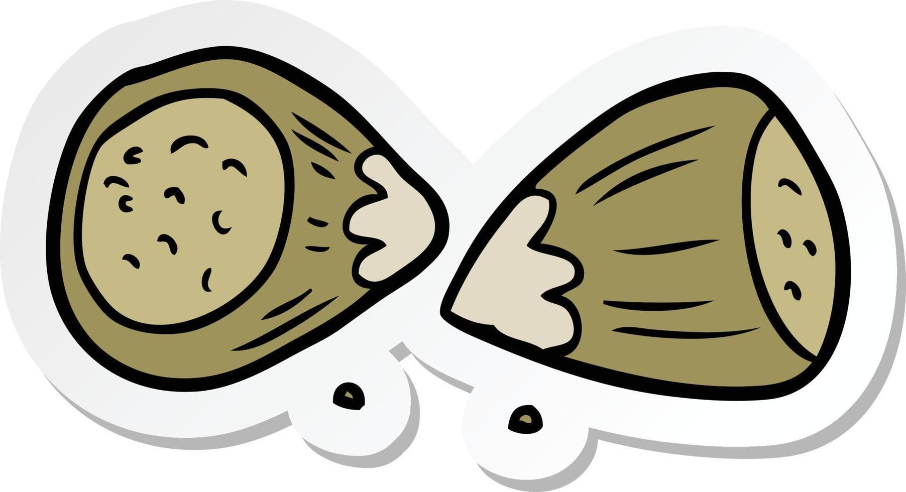 sticker of a cartoon hazelnuts vector