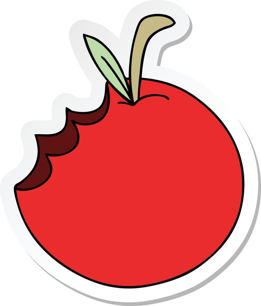 sticker of a quirky hand drawn cartoon apple vector