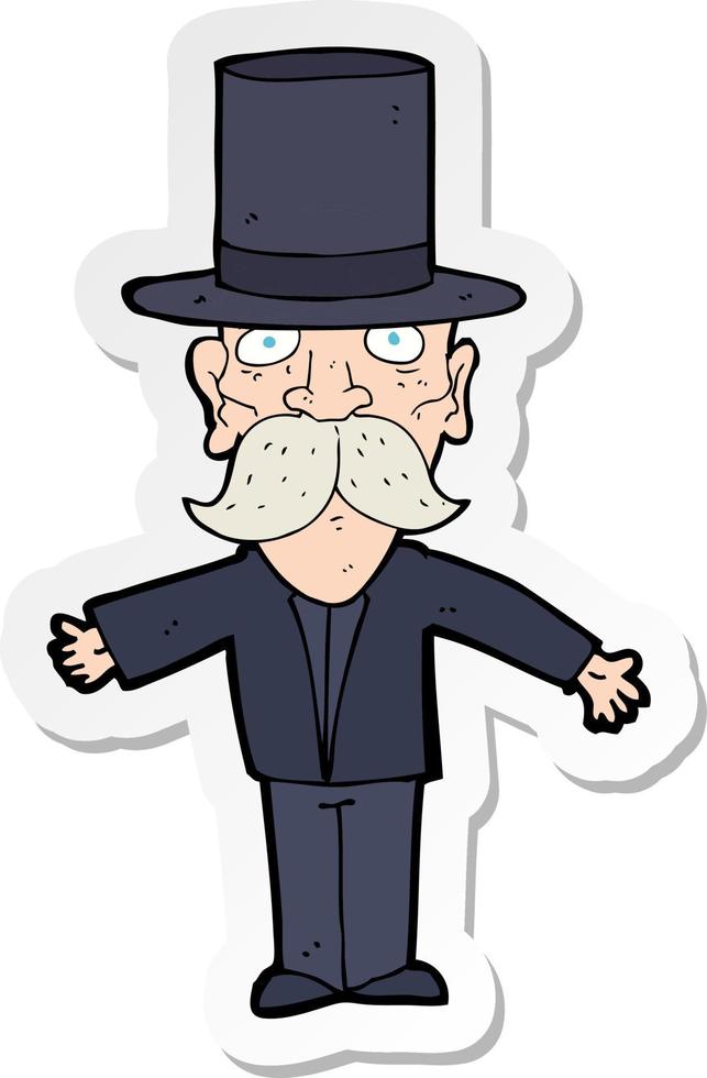 sticker of a cartoon man wearing top hat vector