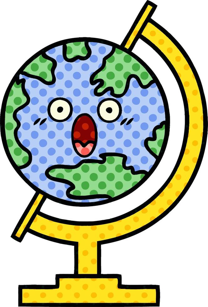 comic book style cartoon globe of the world vector