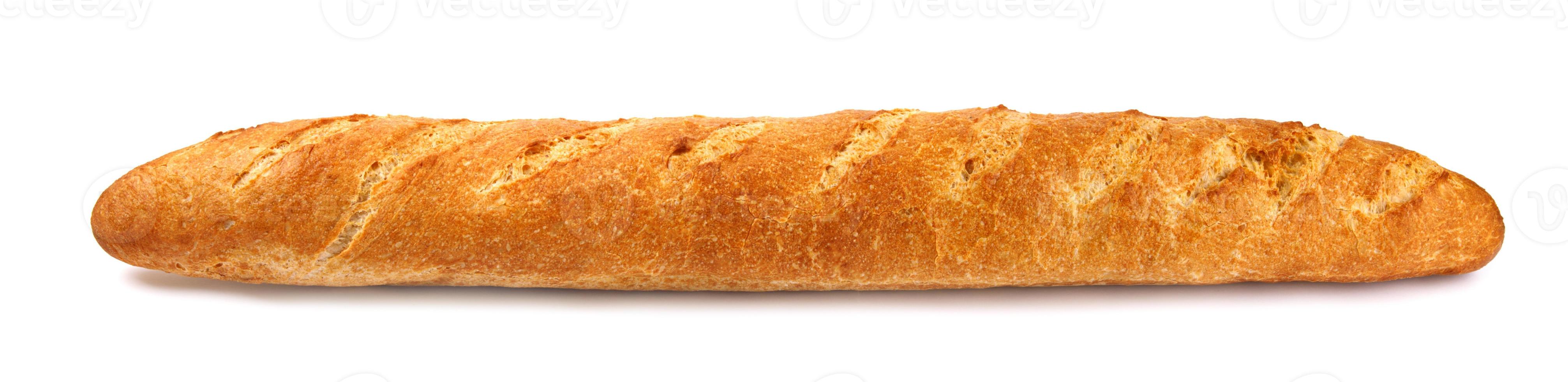 The baguette is isolated on a white background. French baguette. a side view. photo