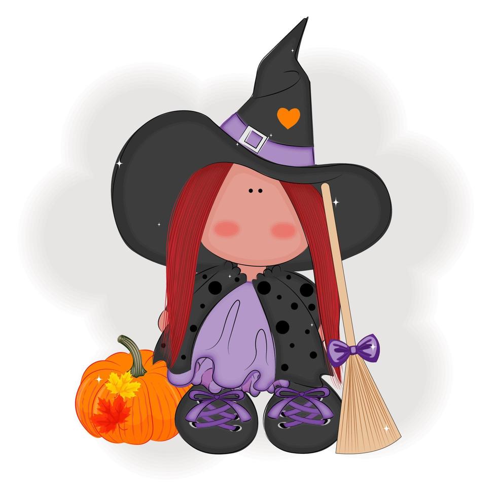 muñeca bruja hecha a mano para halloween, ilustración vectorial vector