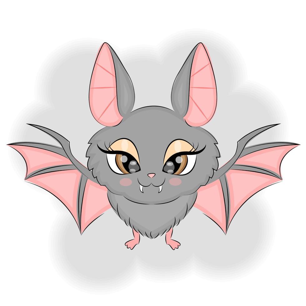 Halloween cute bat, vector illustration print
