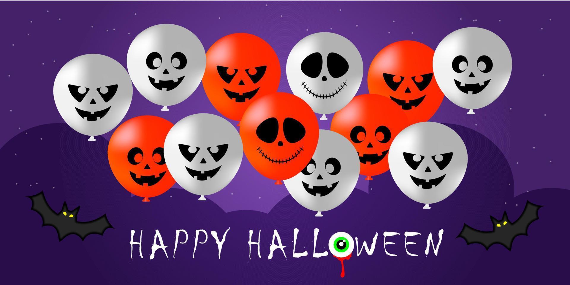 Halloween balloons banner vector illustration