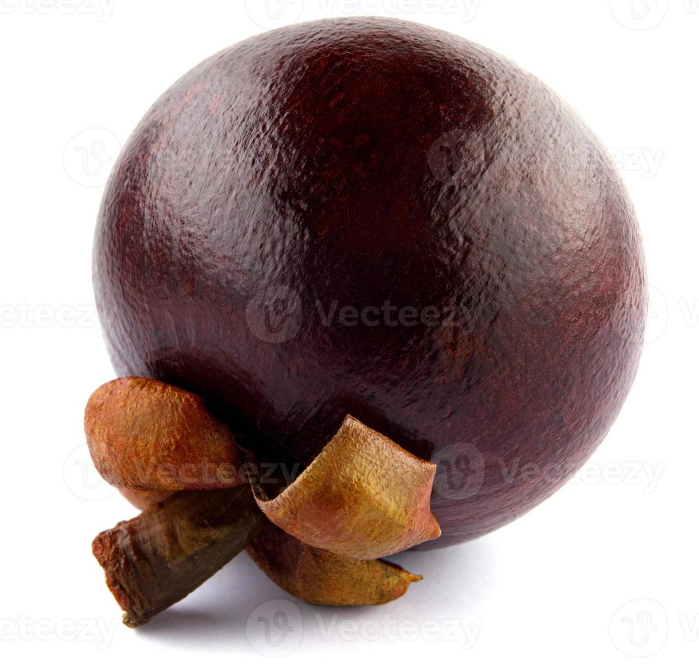 Mangosteen isolated on white background. Ripe mangosteen. photo