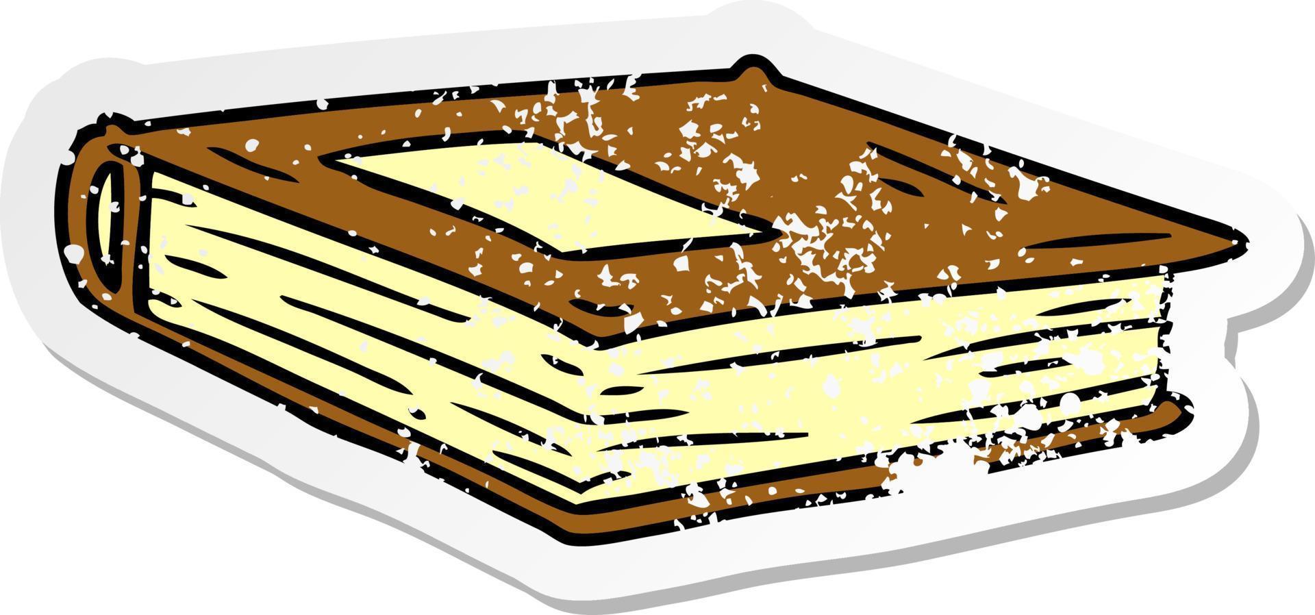 distressed sticker cartoon doodle of a red journal vector