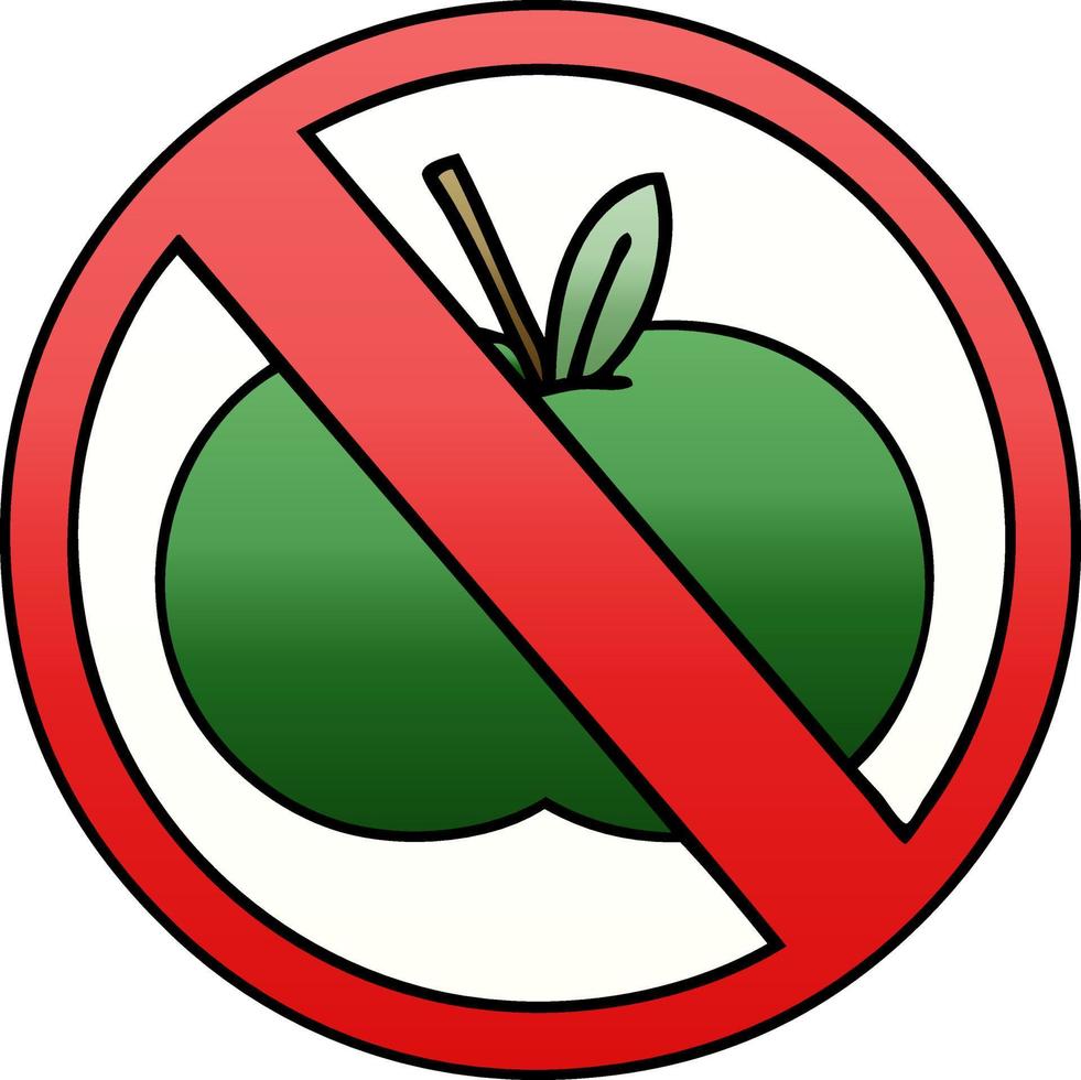 gradient shaded cartoon no fruit allowed sign vector