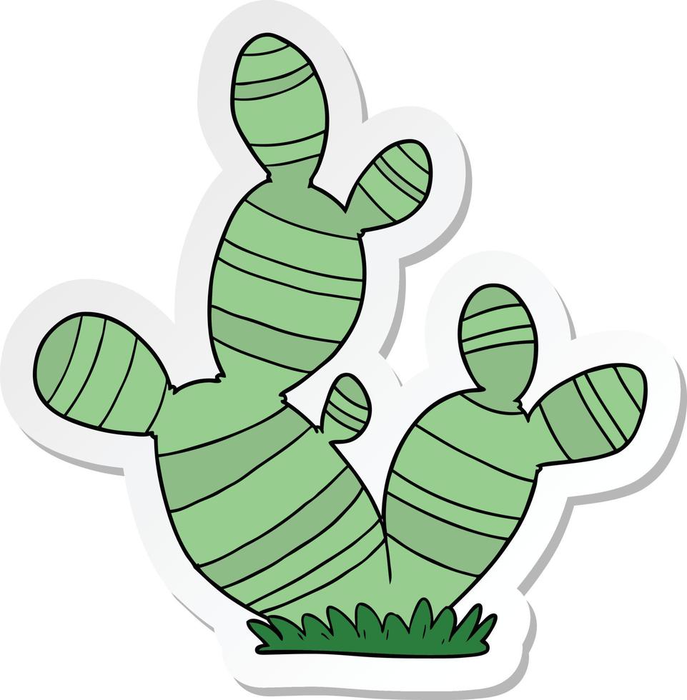 sticker of a cartoon cactus vector